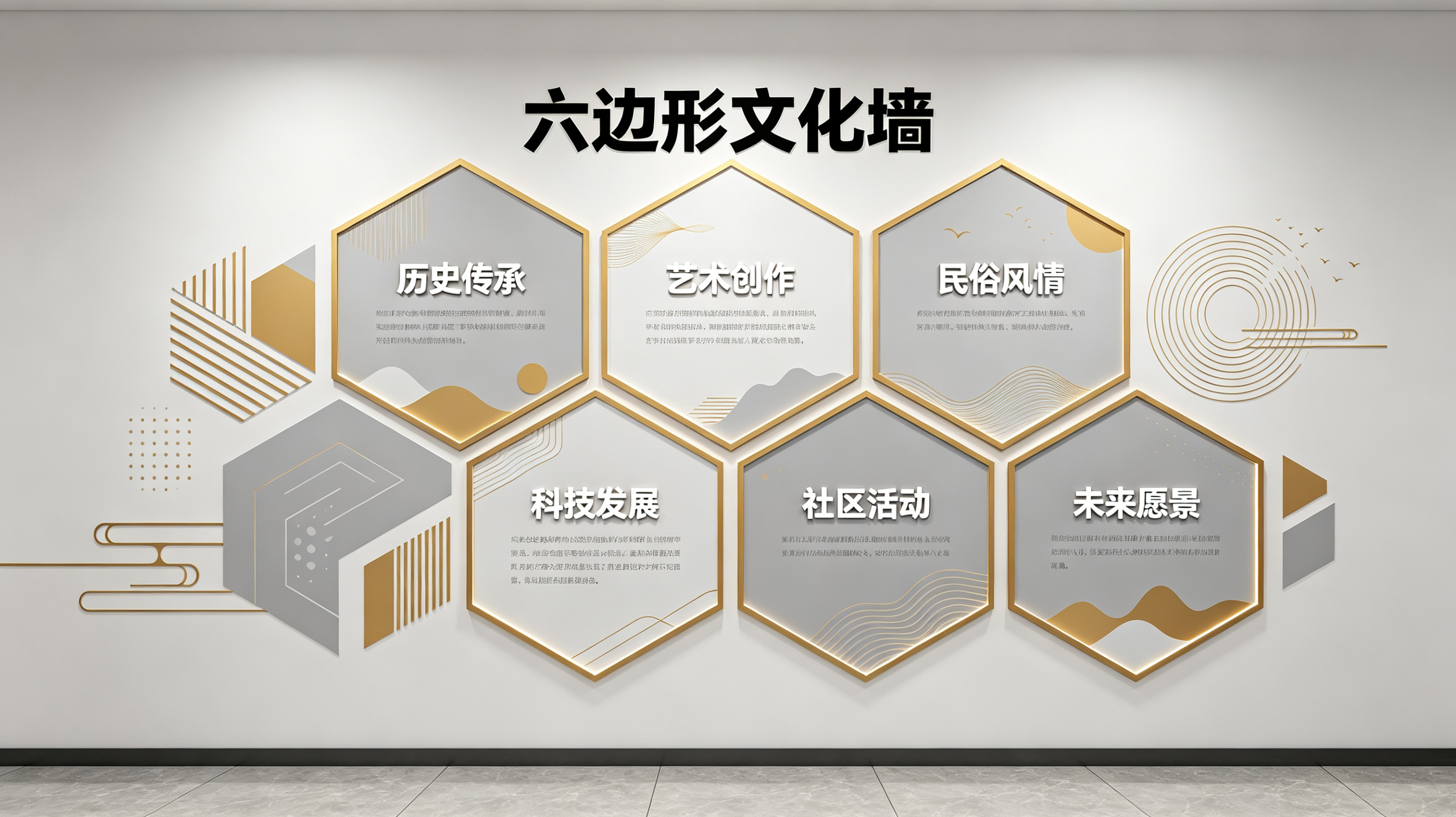 云县企业文化墙 | 六边形信息美学